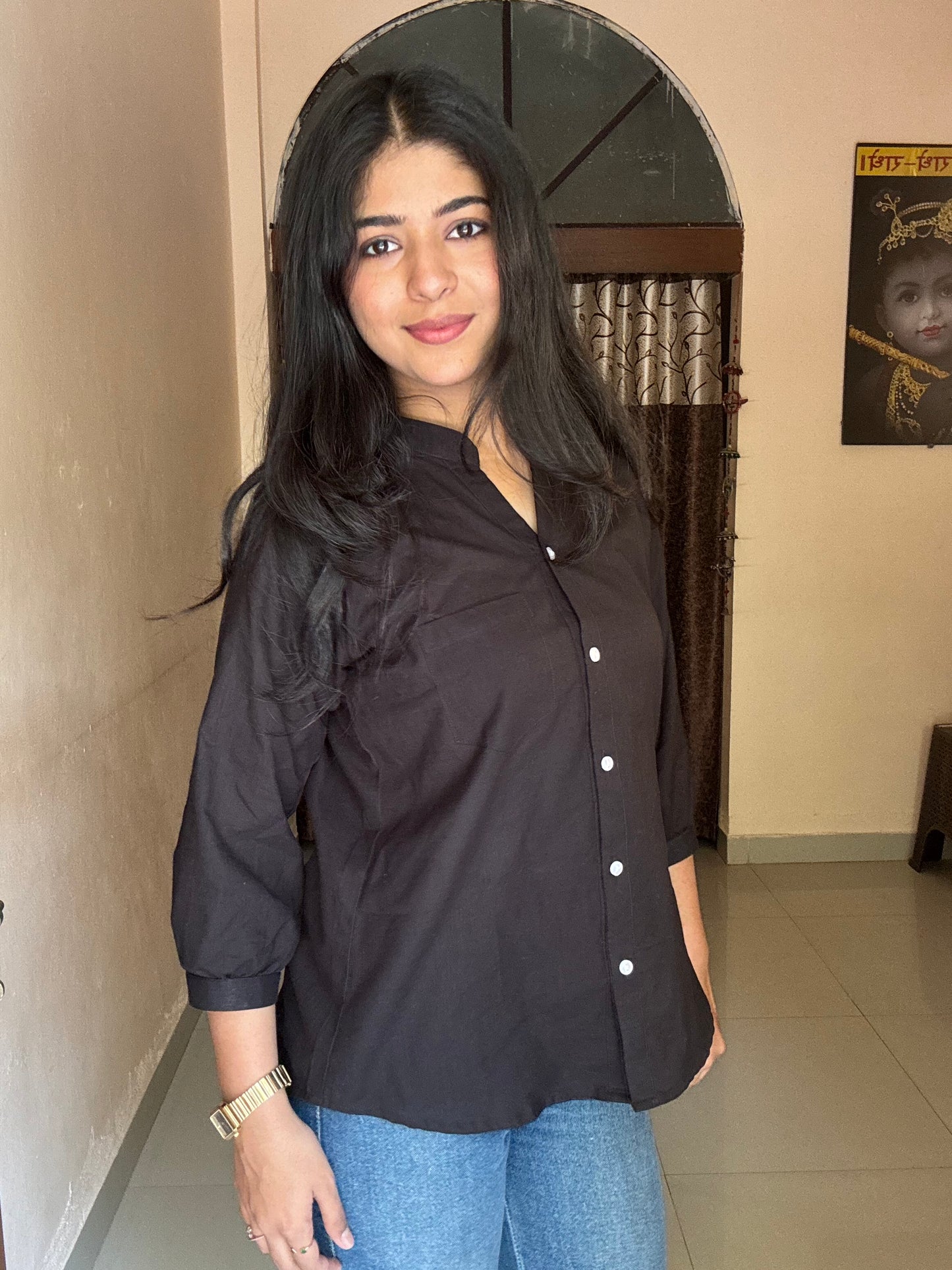 Black Pure Cotton Shirt