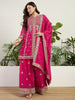 Elegant Pink Chinon Kurta Palazzo Set | Festive & Wedding Wear