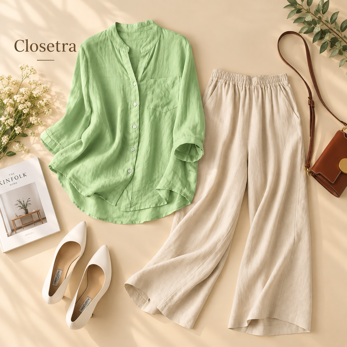 Pure Premium Mint GreenCotton Shirt & Relaxed Fit Pants Co-ord Set