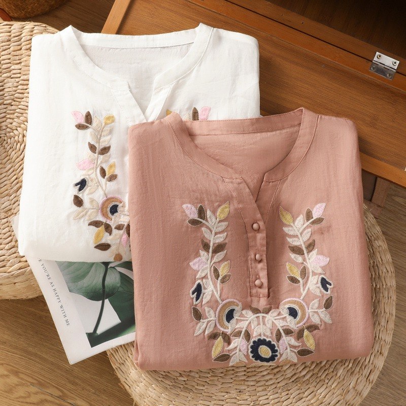 Pure Cotton Floral Embroidered Top