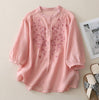 Women’s Pink Embroidered Shirt with Beige Pants Set