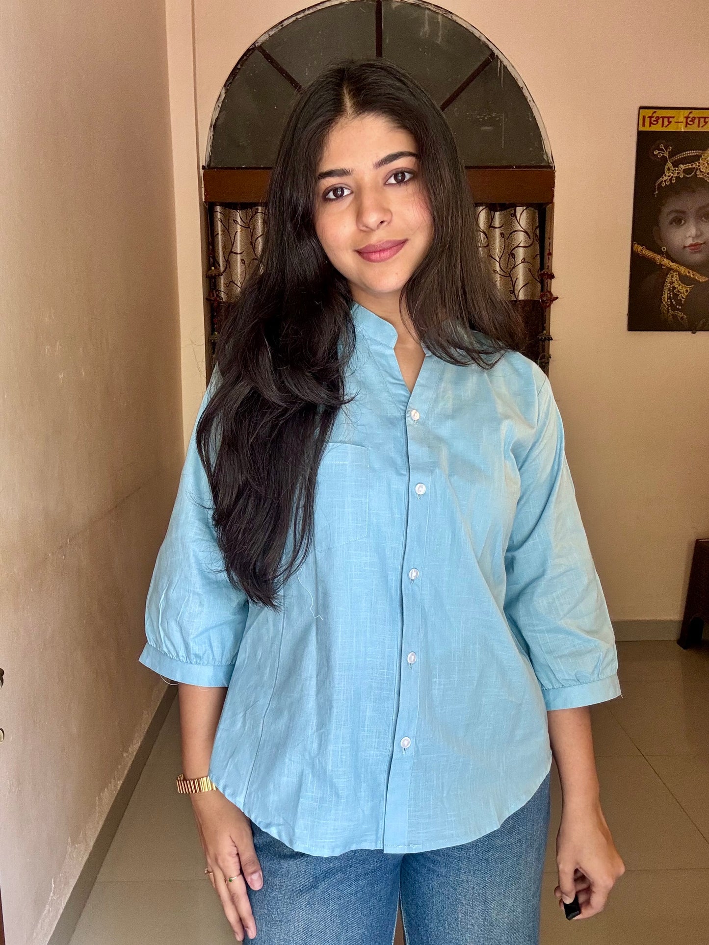 Sky Blue Pure Cotton Shirt