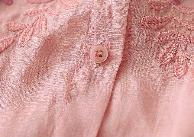 Women’s Pink Embroidered Shirt with Beige Pants Set