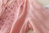 Women’s Pink Embroidered Shirt with Beige Pants Set