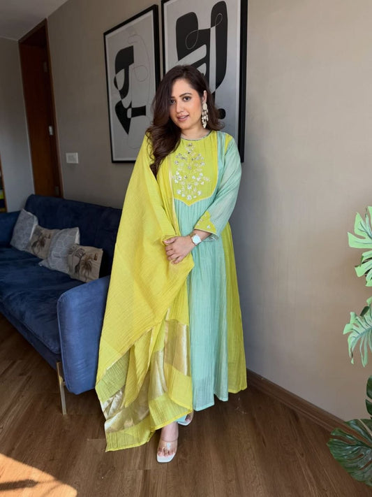 Pure Mul Chanderi Suit Set with Banarasi Dupatta